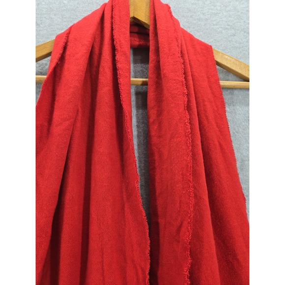 100% Cashmere Scarf Womens Red‎ Fringed Approx 12x72 Made In Scotland - Picture 3 of 4